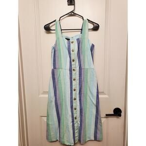 Talbots Beachcomber Stripe Cotton Button Up Square Neck Midi Sundress 2P